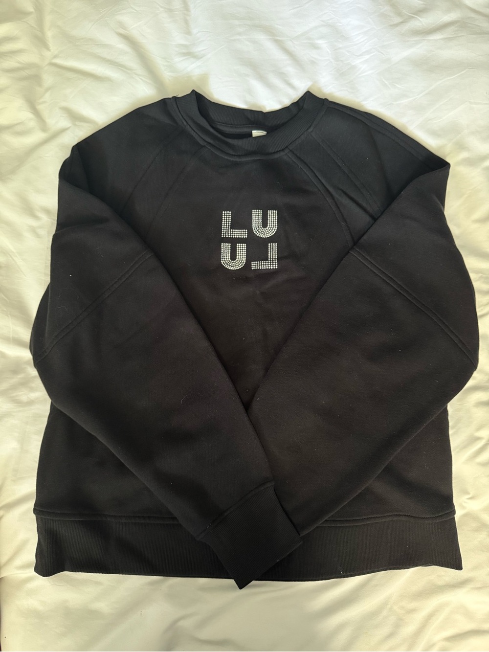 lululemon athletica Black Crewneck Sweatshirt with Crystal LU Logo
